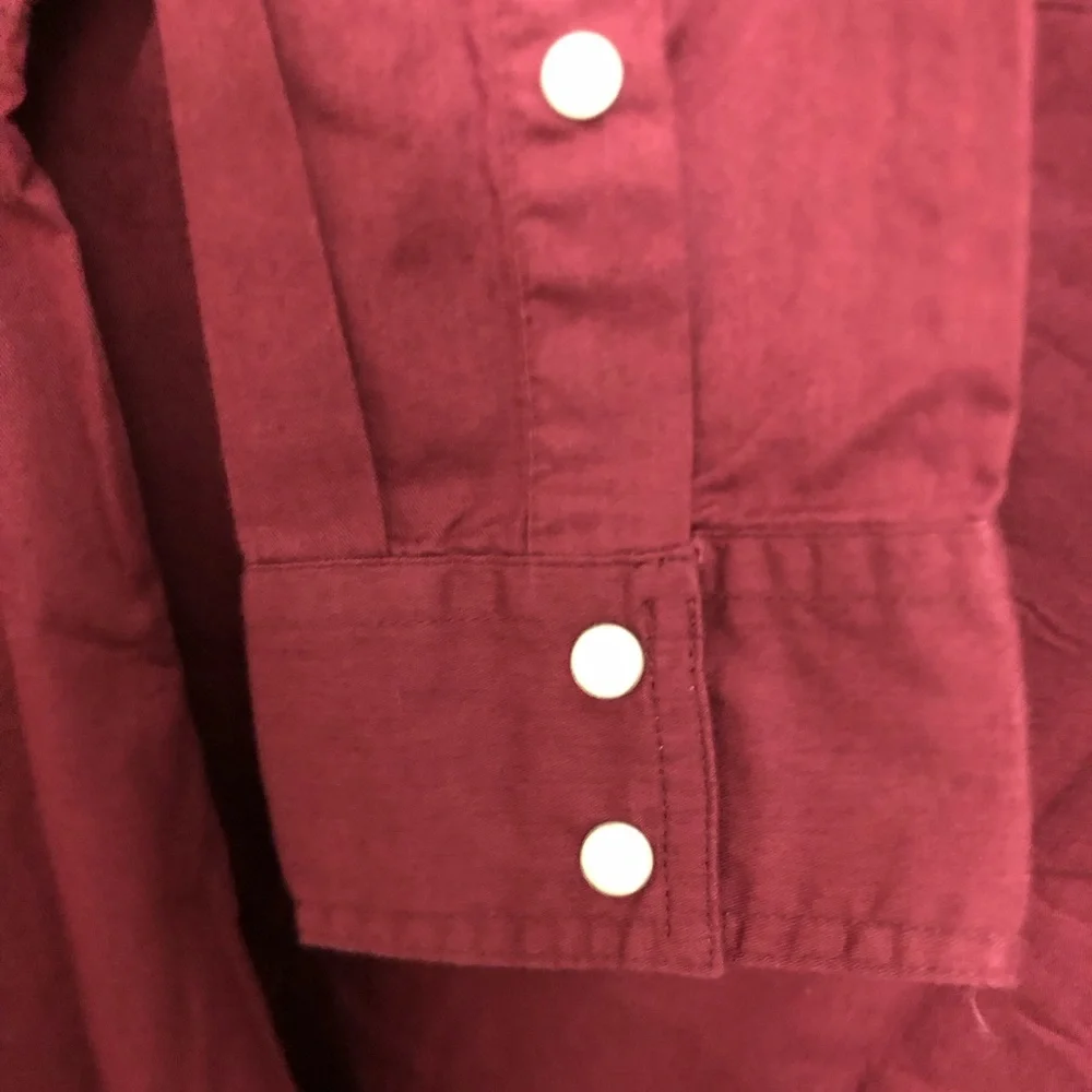 True Religion Western Embroidery Mens L/S Snap Button Down Shirt Zinfandel